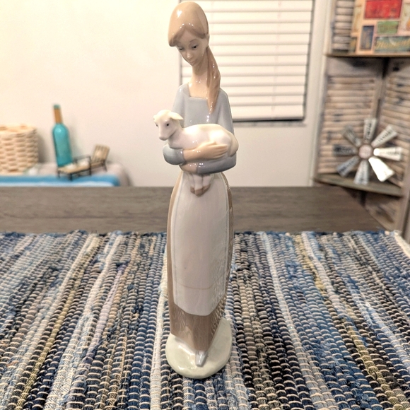 Lladro Other - Retired Lladro Figurine 4505 Girl Holding Lamb Hand Made in Spain